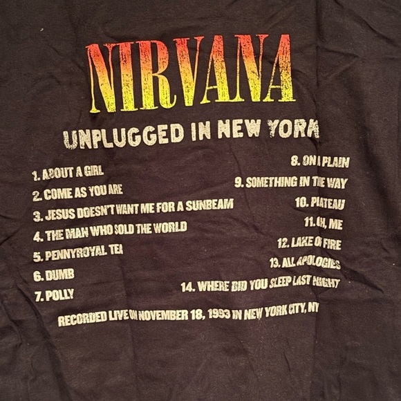 Nirvana Graphic Tee Unplugged In New York Unisex Sz S Short Sleeve 2 Side Grunge - Picture 4 of 5